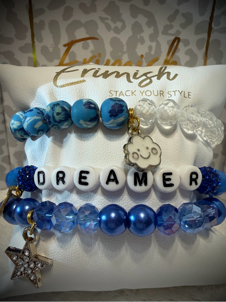 New Erimish Bracelets - 3 Pc - Blue - Custom Regular Kids Or Extended Size 19$